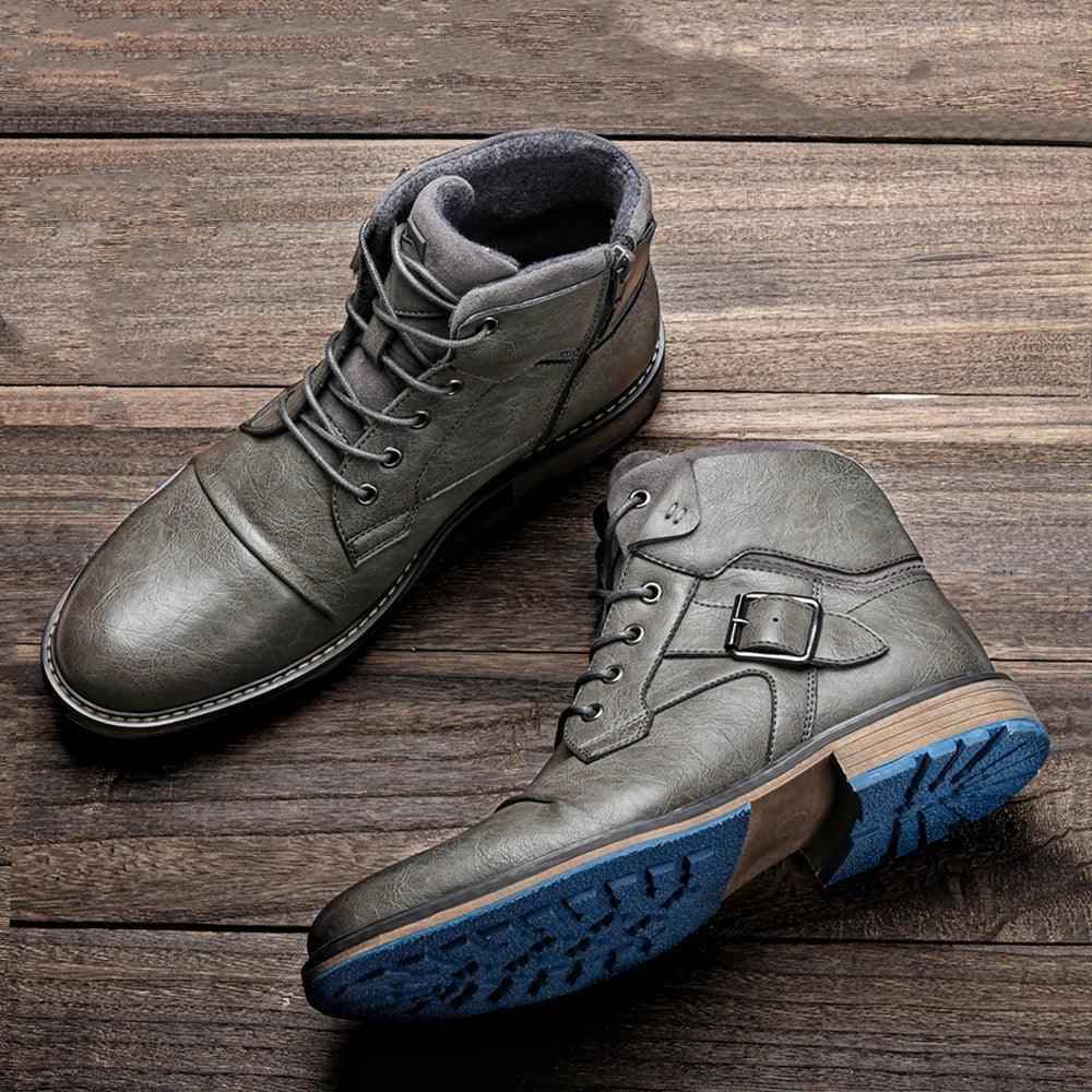 Classic Comfortable Leather Ankle Boots TC200 Men s Casual Shoes Grey 622 12