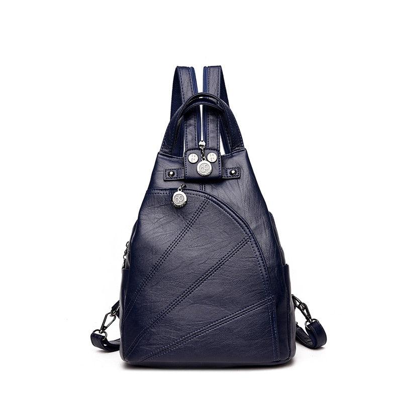 Leather Cool Backpack: Multi Pocket Big Travel Bag for Women XA503H