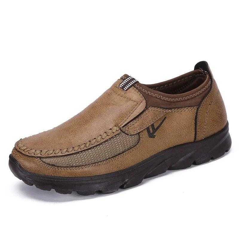 Men's Casual Shoes Upscale Fashion Brown Leather Flat Footwear Shoes |  Touchy Style