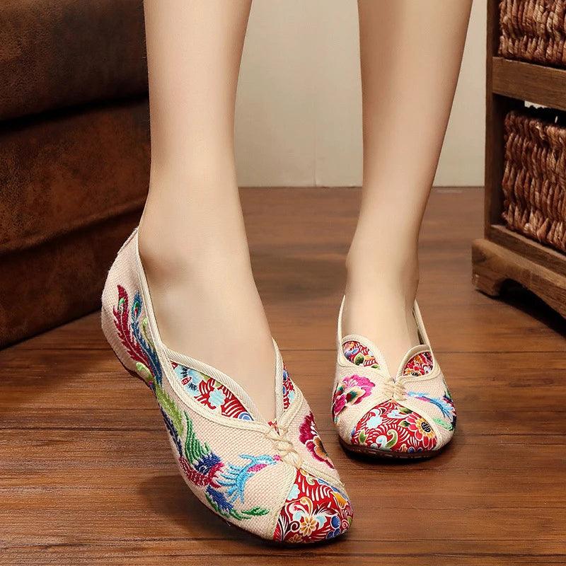 ZX653 Women's Casual Shoes - Handmade Embroidered Canvas Flats