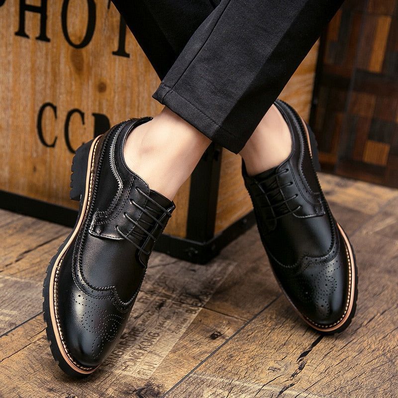 Black Men Suit Shoes Party Men's Dress Shoes Italian Leather Formal Shoes  Men