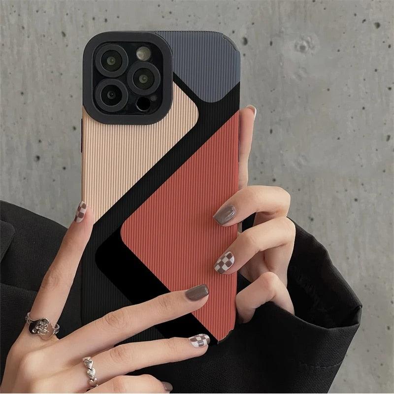 Brown 3D Square Cube Plating Cute Phone Cases For iPhone 14 13 12