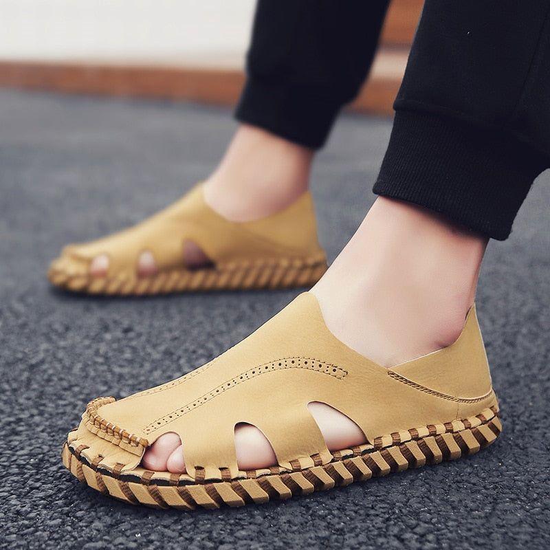 Men Microfiber Leather Sandals Summer Casual Sports Beach Shoes Home  Slippers