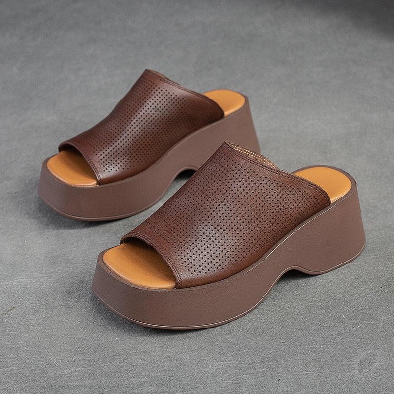 Women's Handmade Leather Slides Sandals