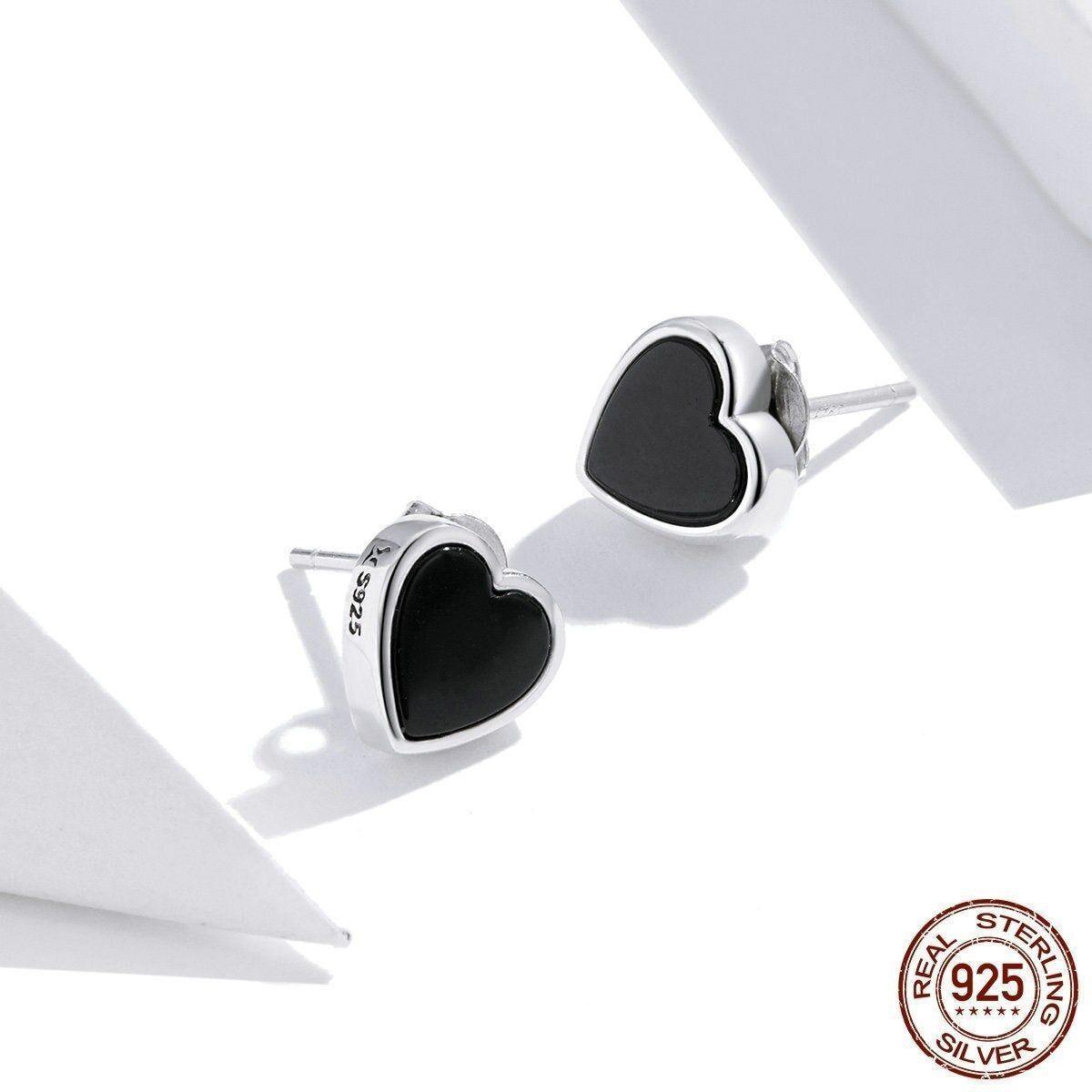 Korean 925 Sterling Silver Black Mini Earrings Charm Jewelry WOS08