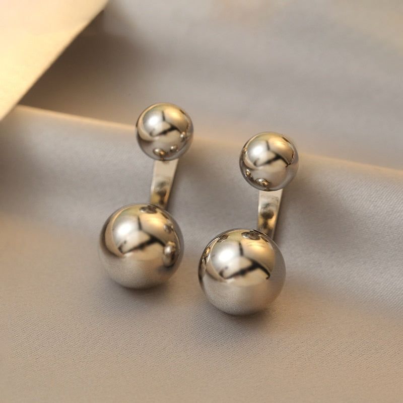 Temperament Metal Double Ball Earrings Charm Jewelry XYS0301