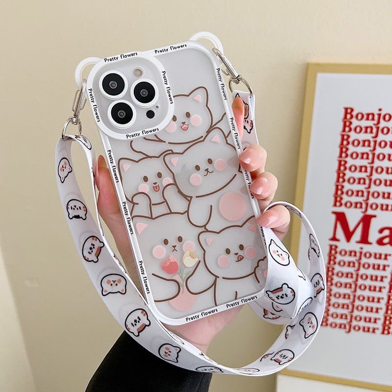 For iPhone 15 Pro Max 14 13 12 11 XS XR 7 8 Cute Hello Kitty Phone Holder  Case
