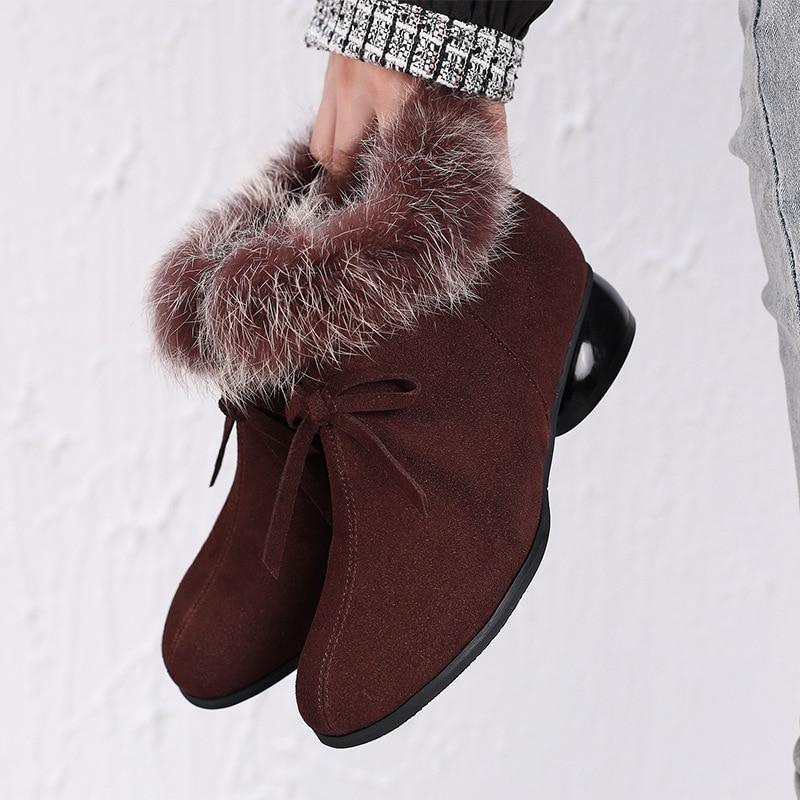 Ladies fur outlet ankle boots