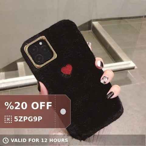 😍 Plush Heart Cute Phone...