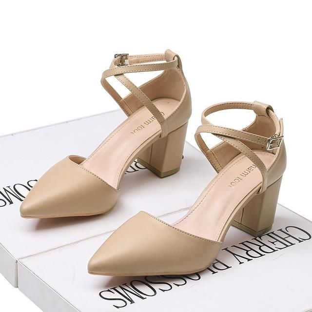 💎 2020 new women's shoes summer shoes simple style cross with pointed hollow hollow heel ladies h - Touchy Style .