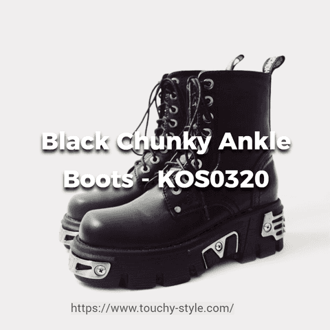 Stride in Style: Black Chunky Ankle Boots Casual Style - KOS0320 - Touchy Style