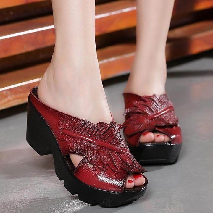 ⭕️ Women's Casual Shoes Leather Red Handmade Flower Wedges .<br />
⭕️ For $53.31<br />
.<br - Touchy Style