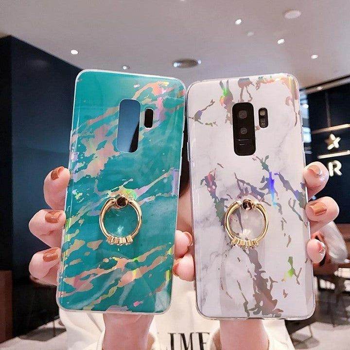 Stylish Laser Marble Ring Case Phone Cover for Galaxy Phones - Starting at $13.70 with Free Shipping - Touchy Style