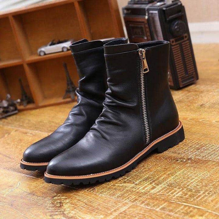 ð¥ Leather Black Men's Casual... - Touchy Style