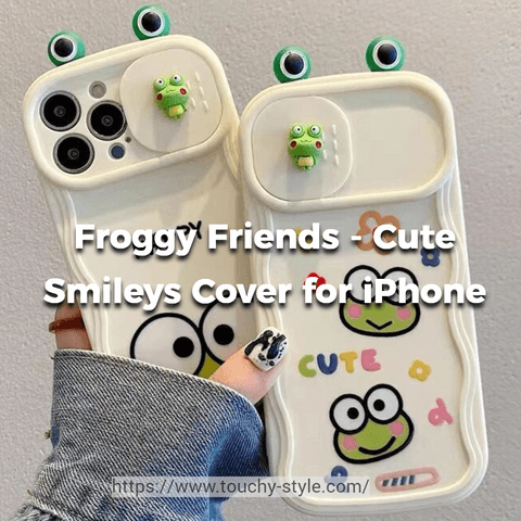 Froggy Friends - Cute Smileys and Slide Cover for iPhone 12, 13 and 14 Series - Touchy Style