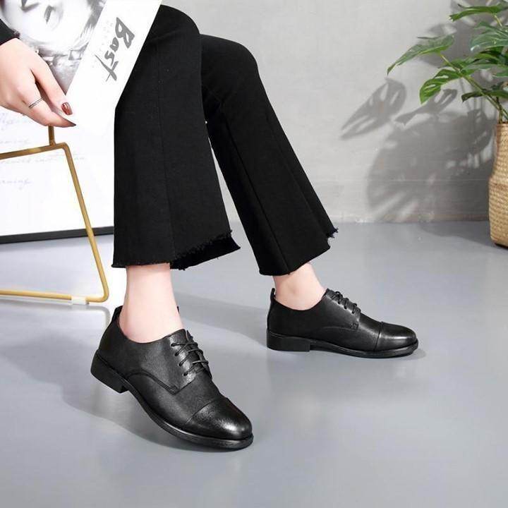 ✪ Women's Casual Shoes Women Female Ladies Mother Sheepskin Genuine Leather Shoes Flats Lace Up So - Touchy Style