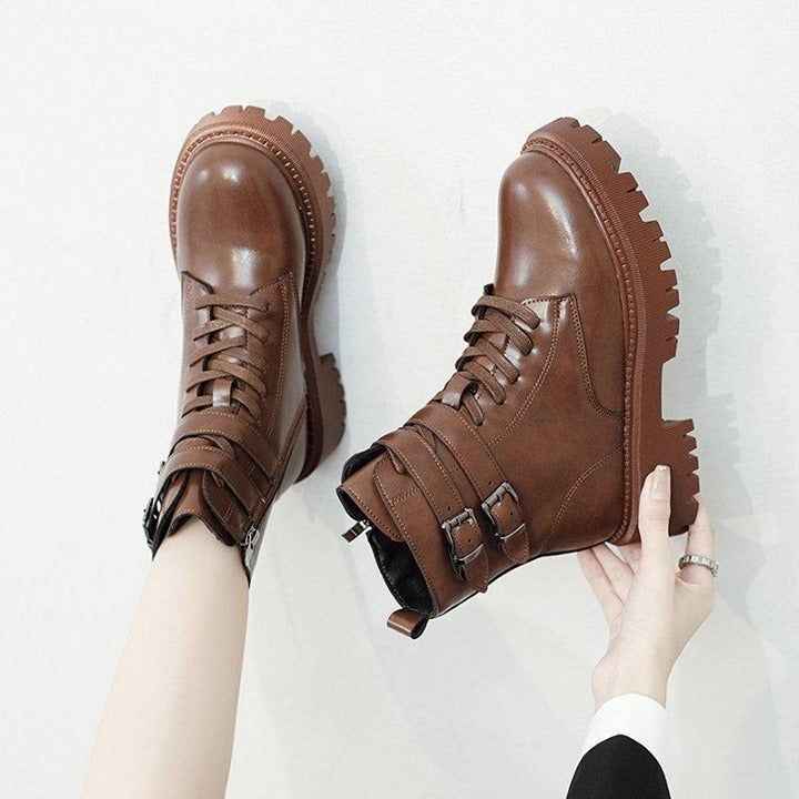 😍 Casual Shoes Winter black Boots Women Fashion Platform Ankle Boots Lace Up Combat Boots Woman W