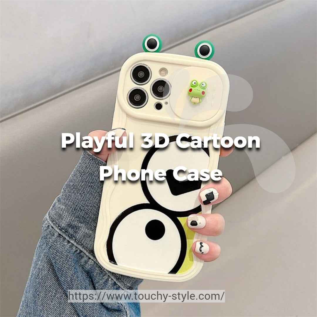 Funky Frog - Playful 3D Cartoon Phone Case with Camera Lens Cover for iPhone Models