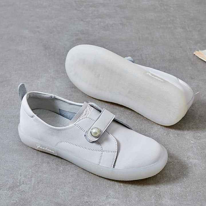 Stylish White Leather Loafers for Women