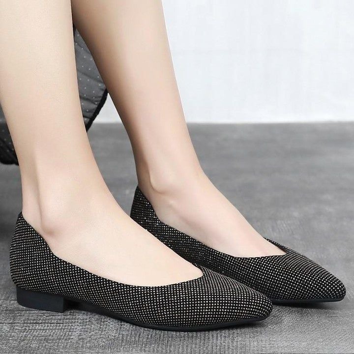 Casual Shoes For Women Genuine Leather Low Heels Pointed Toe Slip-On Pumps - Touchy Style .