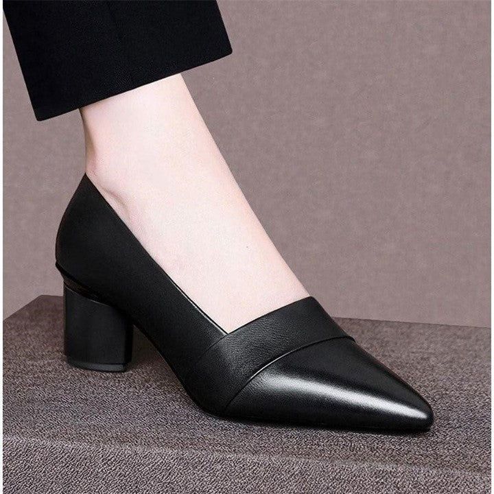 😍 Casual Shoes Plus Size 35-40 Ol Office Lady Shoes Black Leather Dress Shoes Pointed Toe Boat Sh - Touchy Style .