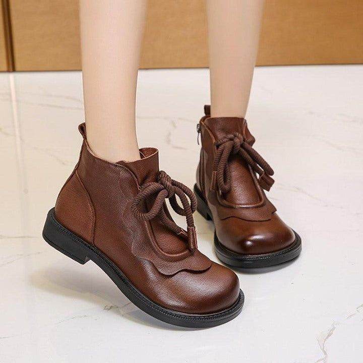 💎 Winter Fall Women Boots Warm Casual Shoes Round Toe 3cm Heel Zip And Lace Up Ankle Boots For Wo - Touchy Style