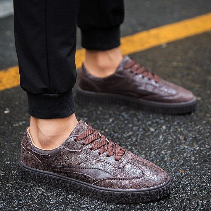 Comfortable and Stylish Brown Leather Sneakers for Men - Touchy Style .