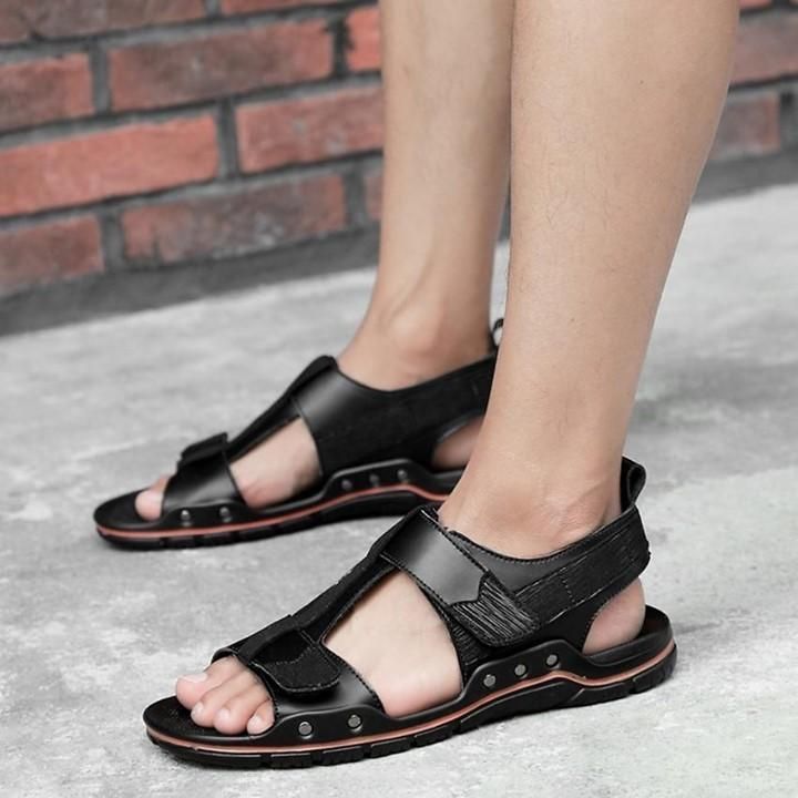 💎 Comfortable Leather Sandals Black... - Touchy Style .