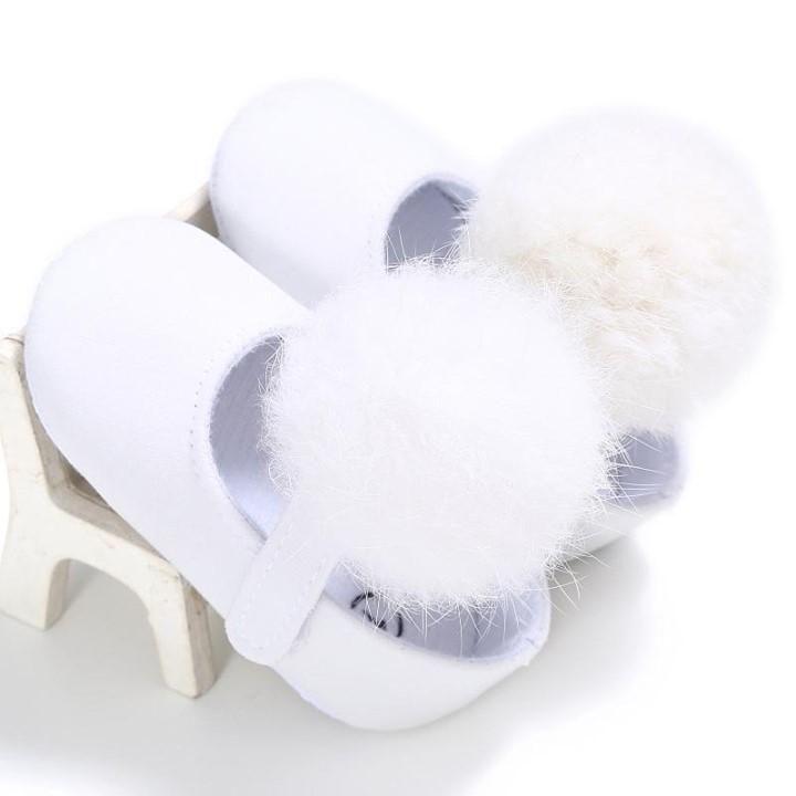 Cotton White Fur-ball Solid Casual Girl Toddler - Touchy Style .