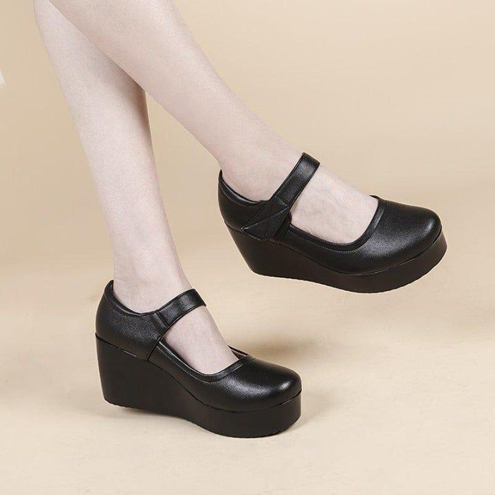 ☑️ $33.99 | Women High Heels Buckle Casual Shoes Woman Black Round Toe Mary Jane Shoes Platform - Touchy Style .