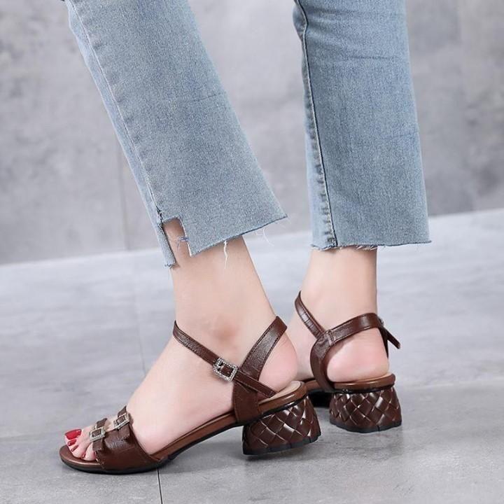 ☑️ $61.98 | Women's Casual Shoes 2021 Sandals Genuine Leather Solid Concise Ankle-Wrap Shoes .<b - Touchy Style .