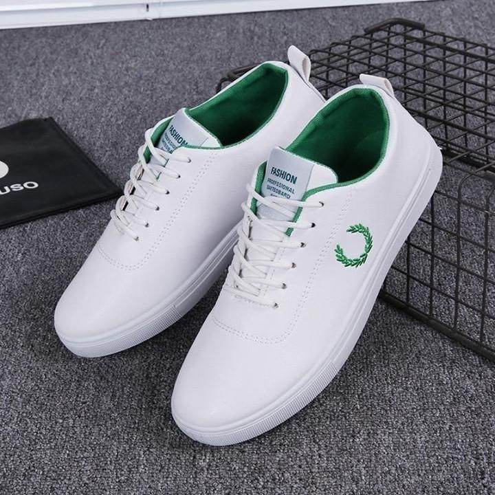 ? Men's Casual Shoes 2021 White Simple Leaf Pattern Breathable Leather Sneakers . | $24.02 <br /> - Touchy Style