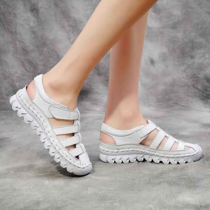 Leather Covered Toe Soft Sandals For Women's