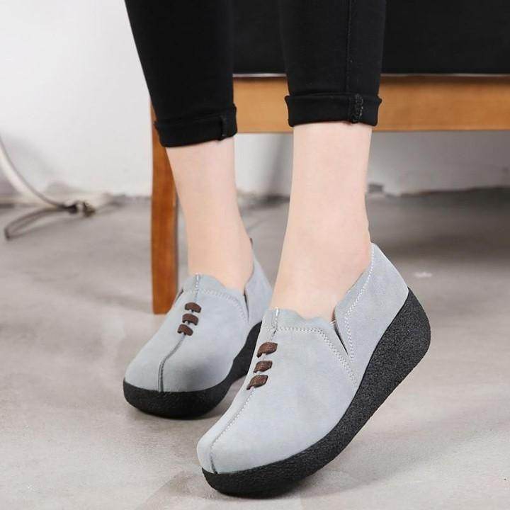 ⁌ Women's Casual Shoes Women Female Mother Ladies Genuine Leather Cow Suede Shoes Flats Platform S - Touchy Style