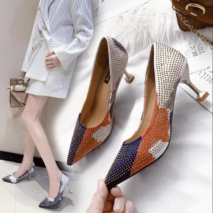 Fashion Pointed Rhinestone High Heels For Women's - Touchy Style .