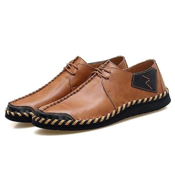 ⭕️ Leather Brown Men's Casual Shoes Breathable Lace up Loafers Flats .<br />
⭕️ For $49.68<b - Touchy Style .