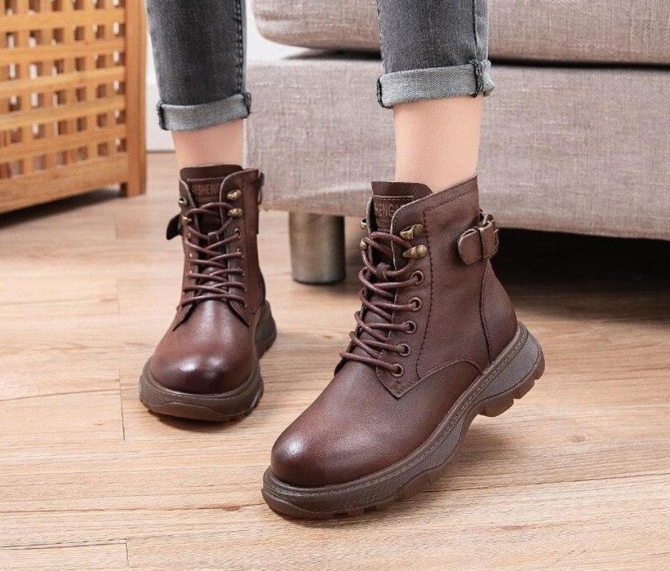 Women's Casual Shoes Cross Stroppy Ankle Vintage Punk Boots Flat - Touchy Style