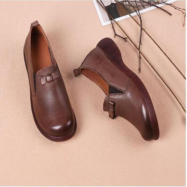 💎 Women's Casual Shoes Flat Platform Woman Shoe Handmade Soft Bottom Casual Shoes Genuine Leather - Touchy Style .