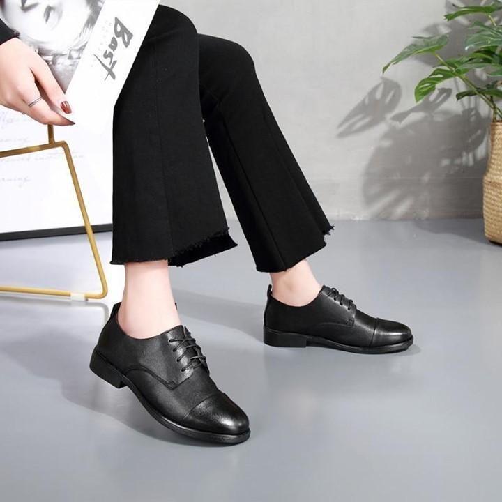 ✪ Women's Casual Shoes Women Female Ladies Mother Sheepskin Genuine Leather Shoes Flats Lace Up So - Touchy Style .