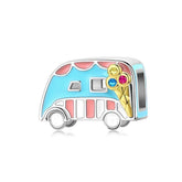 100% 925 Sterling Silver Ice-Cream Van Enamel Pendant Charm Jewelry WOS10 Without Chain - Touchy Style