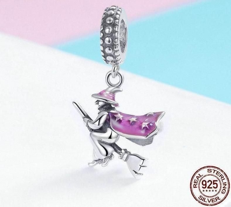 Sterling Silver Witch Charm, Witch Charm 925 Silver