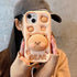 3D Bear Hidden Holder Cute Phone Case for iPhone 11, 12, 13, 14, 15 Pro Max, XS, XR, X, 7, 8 Plus - Touchy Style