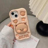 3D Bear Hidden Holder Cute Phone Case for iPhone 11, 12, 13, 14, 15 Pro Max, XS, XR, X, 7, 8 Plus - Touchy Style