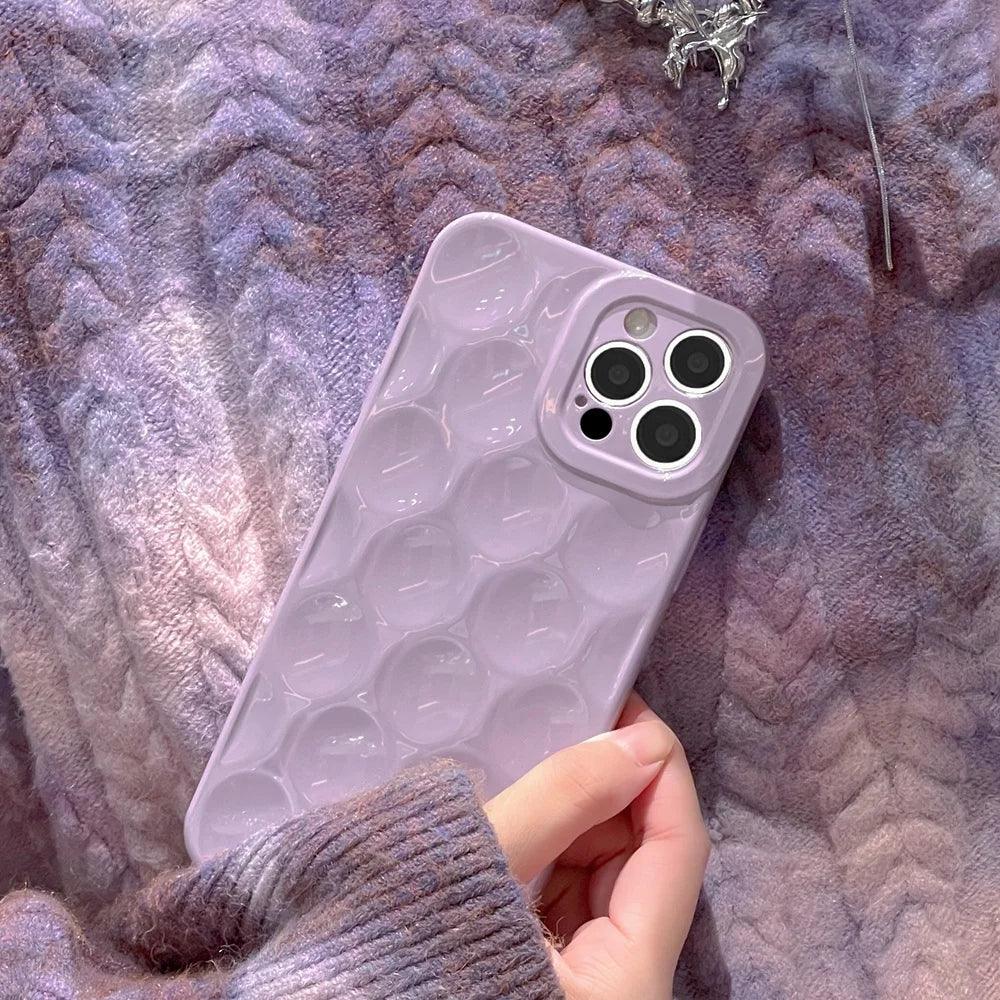 3D Purple Honeycomb Pattern - Cute Phone Cases for iPhone 15, 14, 13, 12, 11, Pro, Max, Mini, X, XS, XR - Touchy Style