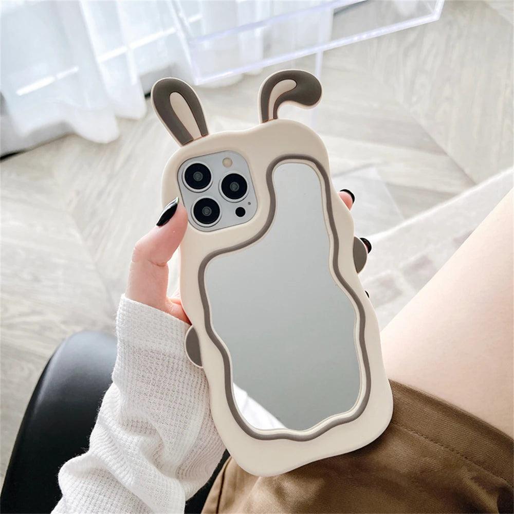 3D Rabbit Ear - Mirror Cover - Cute Phone Cases For iPhone 15, 14, 13, 11, 12 Pro Max, XS, XR, X, 7, 8 Plus - Touchy Style