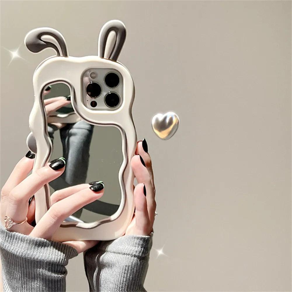 3D Rabbit Ear - Mirror Cover - Cute Phone Cases For iPhone 15, 14, 13, 11, 12 Pro Max, XS, XR, X, 7, 8 Plus - Touchy Style