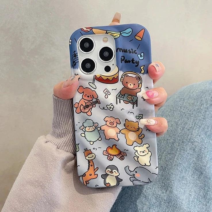 3D Wavy Cartoon Animal Pattern - Cute Phone Cases For iPhone 15 Pro Max, 14, 13, 11, or 12 - Touchy Style