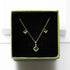 925 Sterling Silver 18k Gold Plated Earring and Necklace Charm Jewelry Set - Emerald Square - Xm252 - Touchy Style