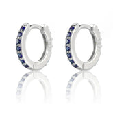 925 Sterling Silver 18k Gold Plated Hoop Earrings Charm Jewelry Set - Dark Blue Zircon - TSJ154 - Touchy Style