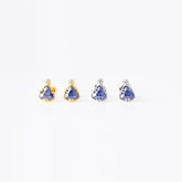 925 Sterling Silver 18k Gold Plated Necklace and Earring Charm Jewelry Set - Geometric Tanzanite - Xm254 - Touchy Style